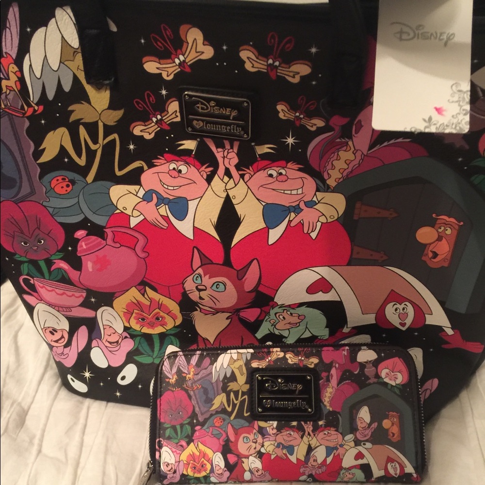 Loungefly Alice In Wonderland Tote Bag and Wallet